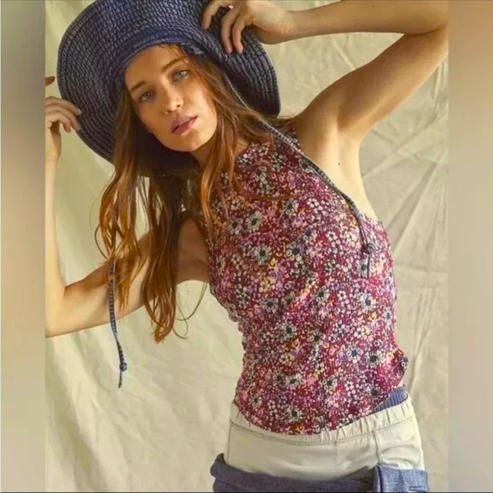 FP Movement Wishful Floral Printed Tank Top in Mulberry - XS